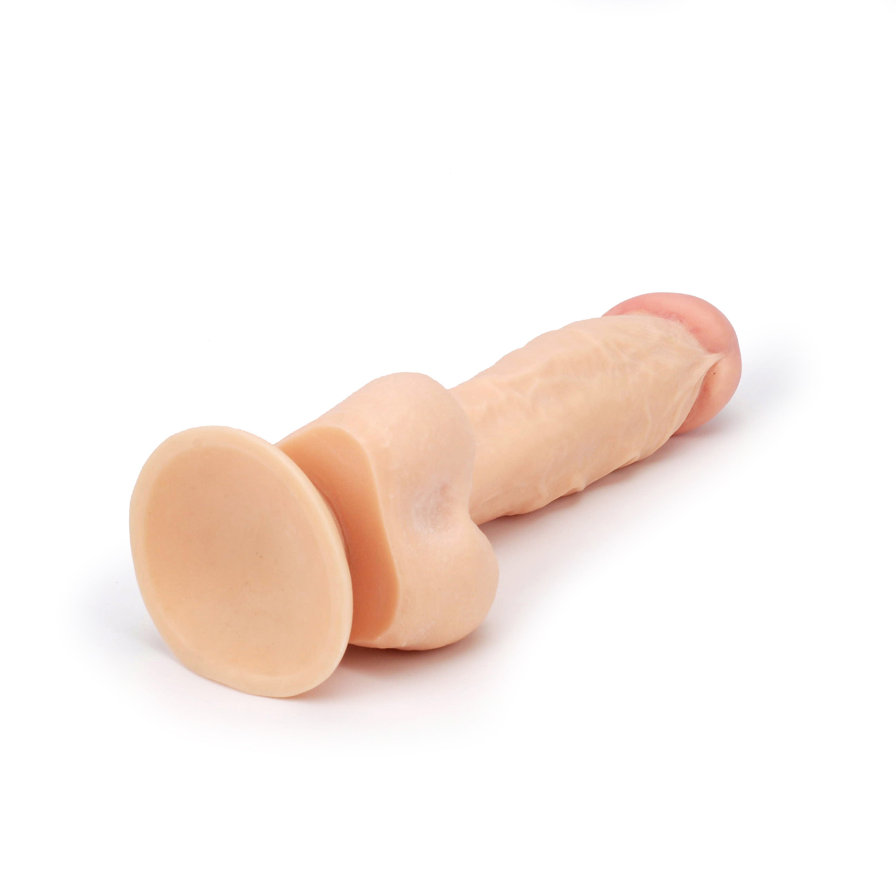 7" Classic Realistic TPE dildo with balls - LJ5085