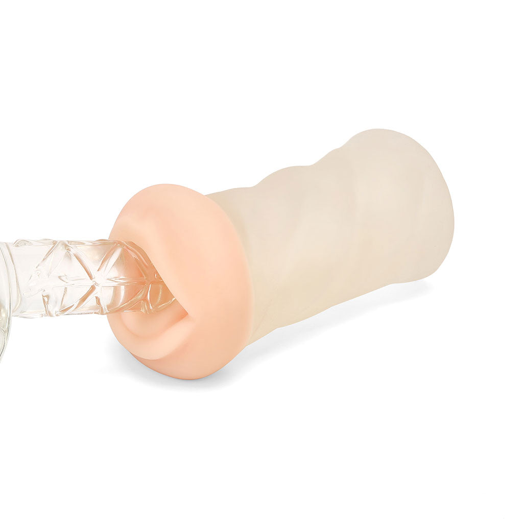 290g Transparant Dual Color Blowjob Handheld Masturbator - LJC4002